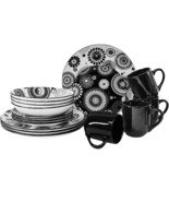 16 Piece Dinnerware Set For 4 Modern Porcelain Dishes Plate Bowl Mug Bla... - £48.15 GBP
