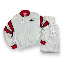 New St John Sport Luxury Track Suit Set Sweatpants Sweatshirt Jacket White Red M - £184.36 GBP