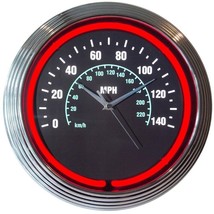Speedometer Car Garage 15&quot; Neon Hanging Wall Clock 8SPDOM - $81.99