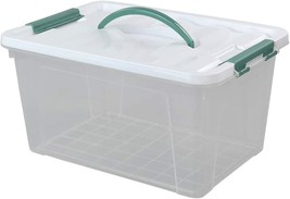 Gloreen 14 Quart Clear Storage Bins With Lid And Handle, Multipurpose Stackable - £27.65 GBP