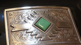 Blazin Roxx Turquoise Diamond Antique Silver Square Belt Buckle 37904 - $27.00