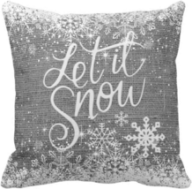 Asamour Vintage Farmhouse Decor Winter Quotes with Snowflake Cotton Linen Throw  - £11.21 GBP