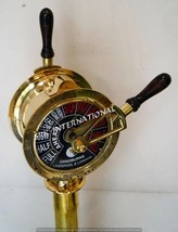 Vintage brass 42&quot; telegraph navy ship engine room brass finish with wooden base - £472.20 GBP