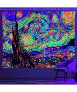 Blacklight Van Gogh Tapestry For Bedroom Uv Reactive Starry Night Psyche... - £39.67 GBP