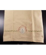 Vintage ABRUS CHRISTMAS DISH TOWEL 30&quot; x 20&quot; Tan LINEN w/ Embroidery - $129.11 MXN