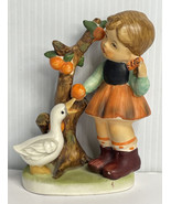 Vintage Little Girl Standing Next A Tree Feeding Goose Bisque Porcelain ... - £9.28 GBP