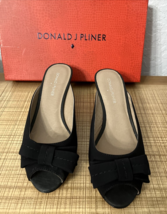 DONALD PLINER Black Peep toe Patent Leather Covered Heel/Wedge Women&#39;s S... - £51.11 GBP
