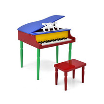 30-Key Wood Toy Kids Grand Piano with Bench and Music Rack-Multicolor - Color:  - £117.42 GBP