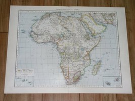 1887 Original Antique Map Africa German French Colonies Boer Republics Reunion - £22.34 GBP