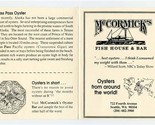 McCormick&#39;s Fish House Oysters Menu 4th &amp; Columbia Seattle Washington 19... - $17.82