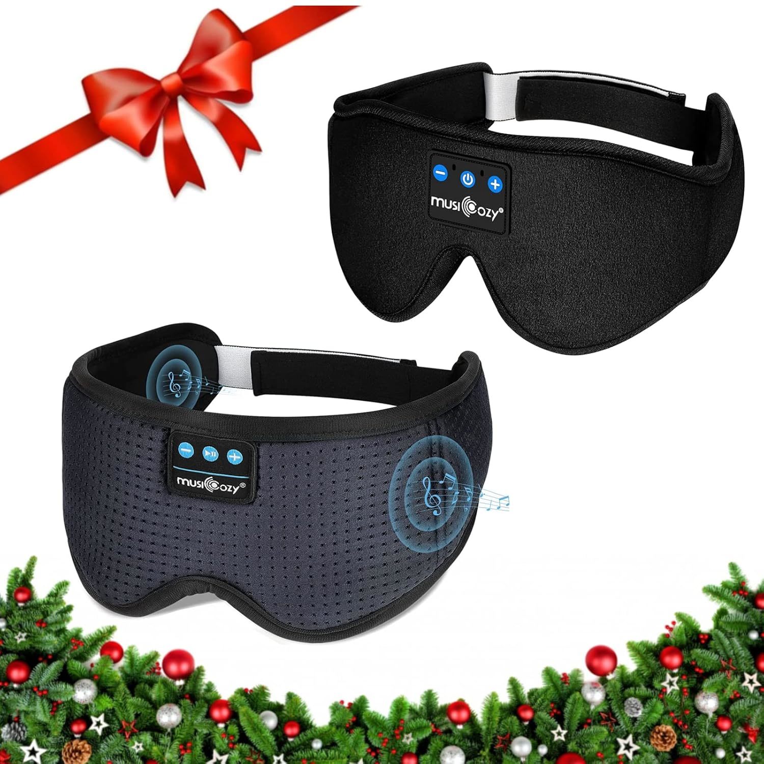 White Noise Sleep Headphones Bluetooth Headband, Sleeping Headphones Mask, 3D Wi
