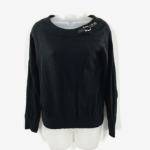 Lauren Ralph Lauren Womens Black Long Sleeve Pullover Sweater Faux Buckl... - $23.74