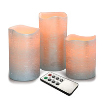 Silver Led Flameless Candle Set Perfect Flickering Warm White - £12.13 GBP