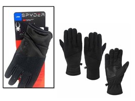 Spyder Core Conduct Gloves w/ Leather Palm - LARGE, BLACK - COSTCO#2623014 - £7.82 GBP