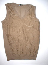 NWT $298 Worth New York Womens XS Top Designer Silk Wool Brown Sweater Knit Vest - £231.46 GBP