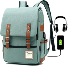 Vintage Laptop Backpack Women Men, School College Backpack USB Charging ... - $61.37