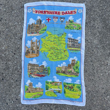 Yorkshire Dales Famous Locations &amp; Map Blue Linen Tea Towel by Ulster - £12.38 GBP