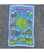 Yorkshire Dales Famous Locations &amp; Map Blue Linen Tea Towel by Ulster - £12.41 GBP