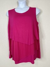 Catherines Womens Plus Size 1X Pink Stretch Knit Tiered Layered Top Sleeveless - £12.55 GBP