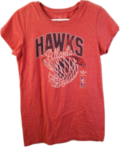 adidas Atlanta Hawks T Shirt Top Womens Large Red Cap Sleeve Round Neck Pullover - £5.98 GBP