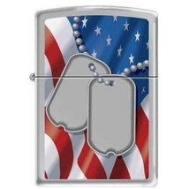 Zippo Lighter - Dog Tags Flag Brushed Chrome - 852583 - £22.93 GBP