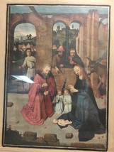 Reproduction of Nativity Scene Printed on Fabric Dutch Painter(?) - £24.68 GBP