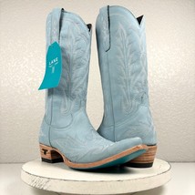 NEW Lane LEXINGTON Light Blue Cowboy Boots Womens 8 Leather Western Snip Toe - £191.63 GBP