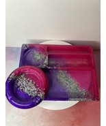 Elegant Rolling Tray & Ashtray Set, Trinket Dish, Stationary Tray, Pink & Purple - $34.65