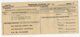 Pan American Airways Employee 1946 W-2 Withholding Statement - $17.82