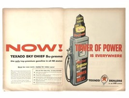 1957 Texaco Sky Chief Gasoline Gas Pump Vintage Print Ad Tower of Power - £5.19 GBP