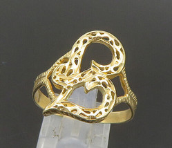 14K GOLD - Vintage Letter J Initial Shiny Etched Large Band Ring Sz 11 - GR330 - £230.69 GBP