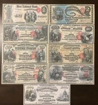 Reproduction Full Set 1875 Series National Banknotes $1-$1000 See Description  - £16.63 GBP
