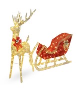 Lighted Christmas Reindeer Sleigh Outdoor Yard Decor Set 2-Piece 205 LED... - £140.07 GBP