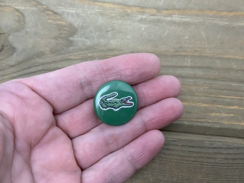 Vintage Lacoste Alligator Pin Pinback Round Button Green 1” Diameter - $34.60