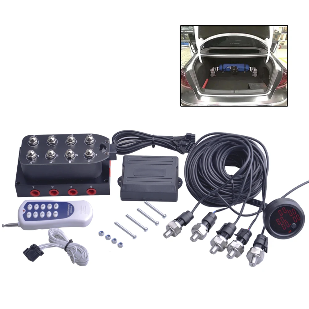 Car Air Suspension Kit Air Valve With Remote Control Ultra-Thin Pressure Gauge - £99.79 GBP+