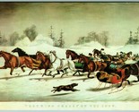 Dealer Card Trotting Cracks In Snow By Louis Mauer Currier &amp; Ives Postca... - $10.84