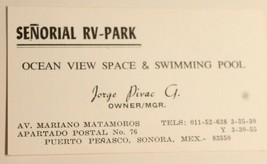 Senorial RV Park Vintage Business Card Puerto Panasco Sonora Mexico bc8 - $3.95