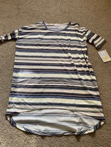 Lularoe Irma Stripes Geometric Tunic Top Size S Women&#39;s Short High Low New - £13.65 GBP
