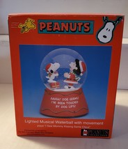 Peanuts Snoopy Christmas musical motion lighted waterglobe SF Music Box ... - $44.99