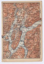 1899 Antique Map Of Lake Lugano Lago Di Lugano / Switzerland / Italy - £16.86 GBP