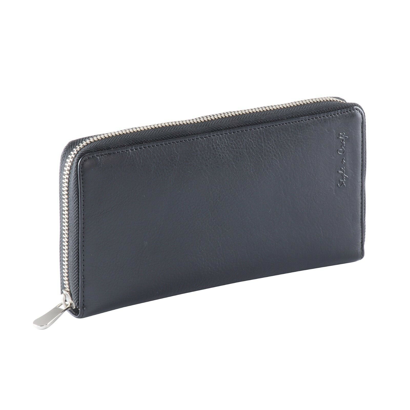 Style n Craft 301900-BL Zippered Travel Organizer in Black Top Grain Lea... - $48.99