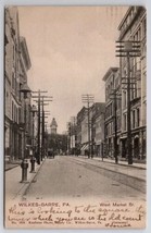 Wilkes-Barre PA West Market Street Looking Pub Kauffman Supply Co Postca... - $8.95