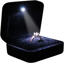 Omeet Velvet Metal Glossy With Led Jewelry Gift Box For Proposal, Engagement, Or - £23.67 GBP