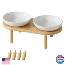 Havniva Elevated Ceramic Cat Dish Paw Print Wide Whisker Friendly Anti-S... - $38.21