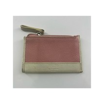 Coach Mini Wallet Skinny Pink ID Card Key Ring Case Small Crossgrain Leather - £20.75 GBP