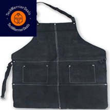 KNIGHT GUARD Black Genuine Leather Bib Apron | Heavy-Duty Suede Large,  - £33.41 GBP