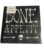 Halloween Paper Lunch Napkins Black 40 ct Pack Bone Appetit 6.5x6.5&quot; Black - £15.25 GBP