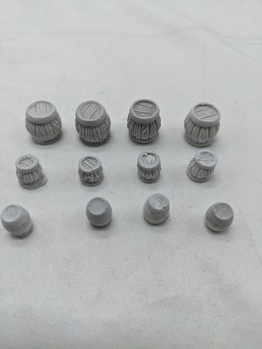 Set Of (12) Plaster Barrels Miniature Terrain Scenery - $10.69