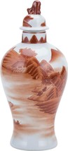 Jar Vase Landscape Slim Orange Ceramic Handmade Hand-Crafted - £188.07 GBP