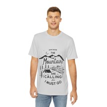 Men&#39;s Hiking Tee: &#39;The Mountains are Calling&#39; B&amp;W Print, Polyester, Adve... - £32.11 GBP+